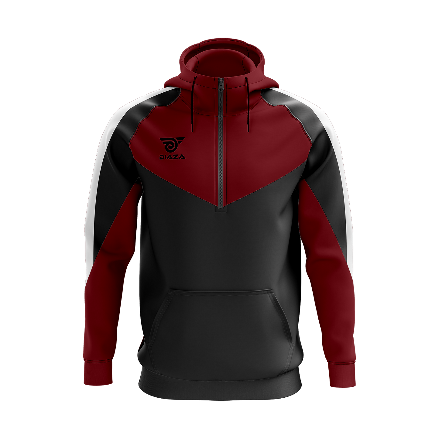3/4 ZIP UP JACKET WITH HOODIE LAVA RED